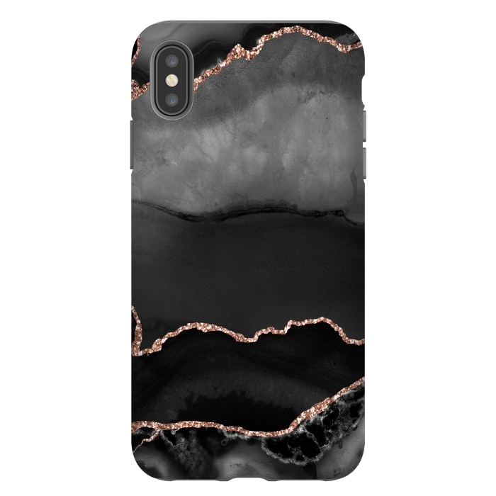 iPhone Xs Max StrongFit black rosegold agate by haroulita