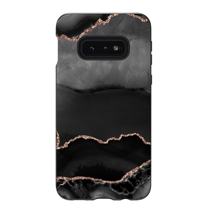 Galaxy S10e StrongFit black rosegold agate by haroulita