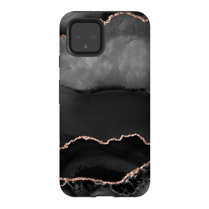 Pixel 4 StrongFit black rosegold agate by haroulita