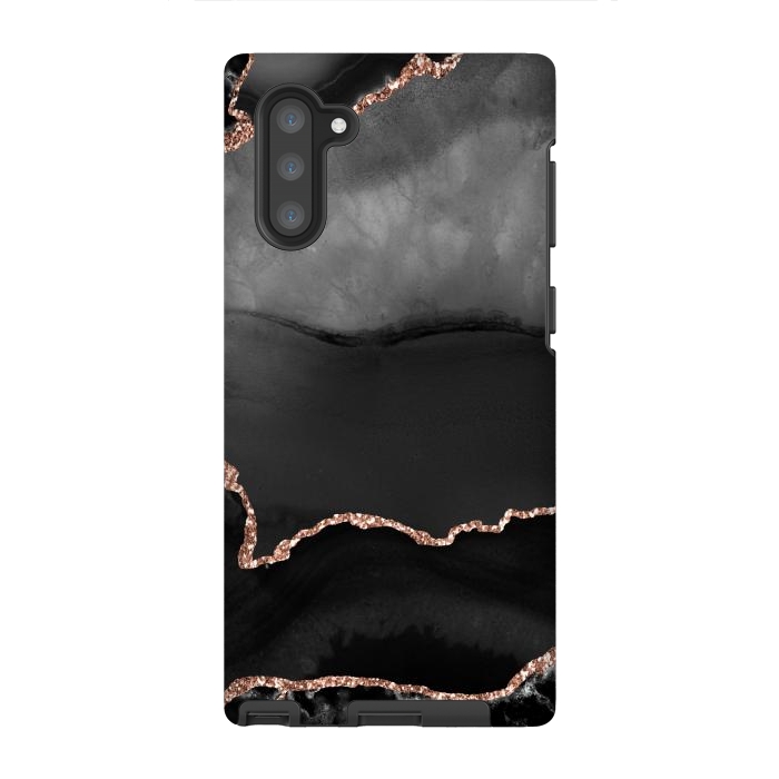 Galaxy Note 10 StrongFit black rosegold agate by haroulita