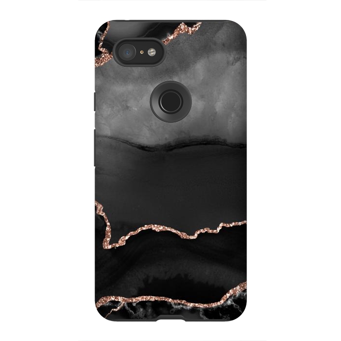 Pixel 3XL StrongFit black rosegold agate by haroulita