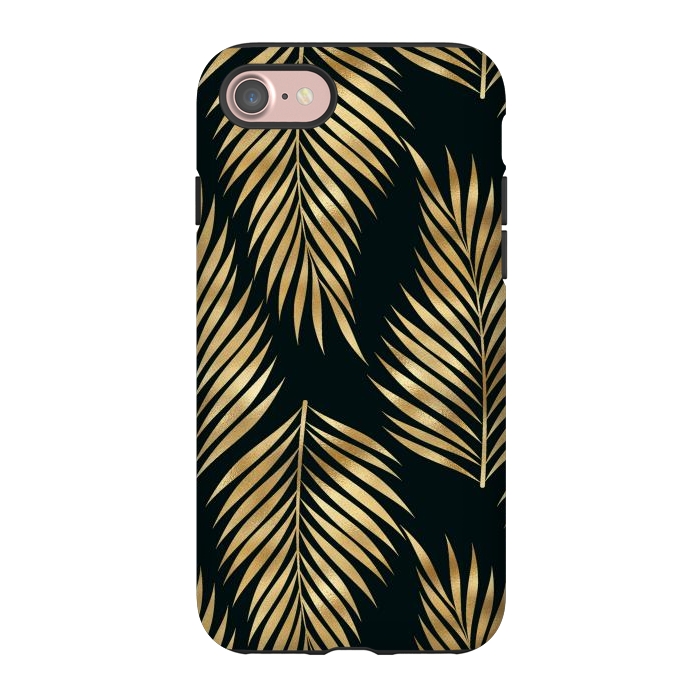 iPhone 7 StrongFit black gold fern leaves  by haroulita