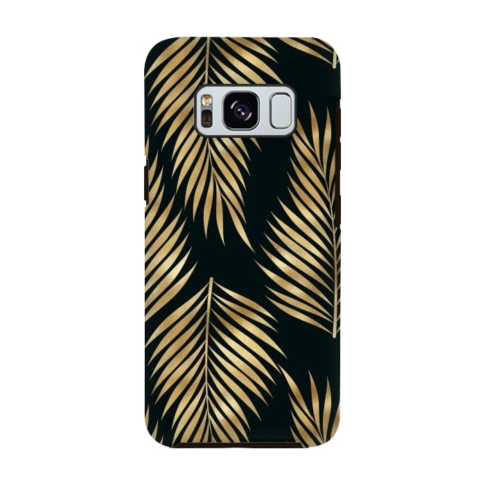 Galaxy S8 StrongFit black gold fern leaves  by haroulita