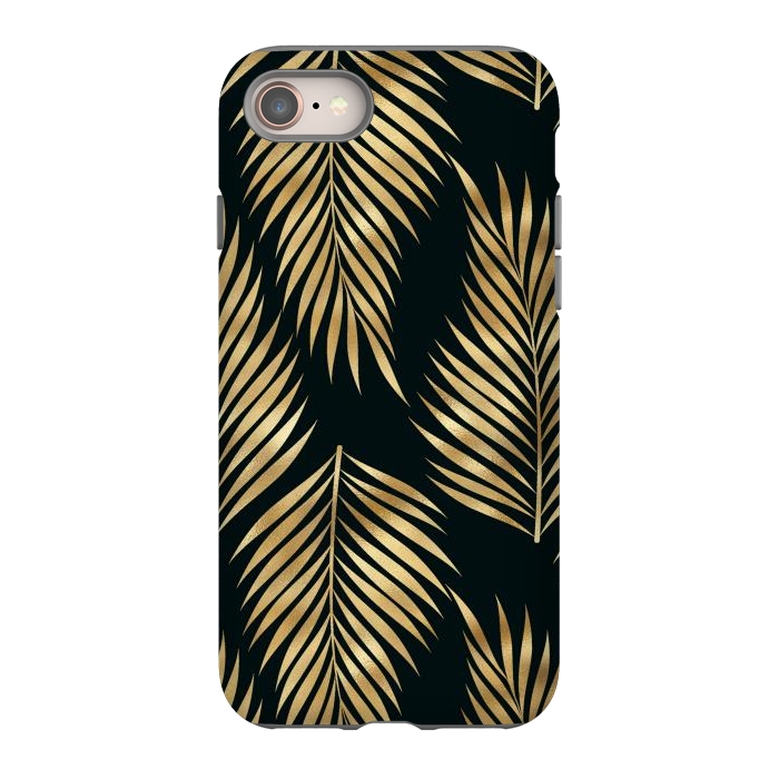iPhone 8 StrongFit black gold fern leaves  by haroulita