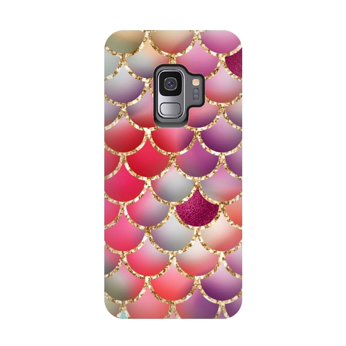 Galaxy S9 StrongFit colorful mermaid glitter scales by haroulita