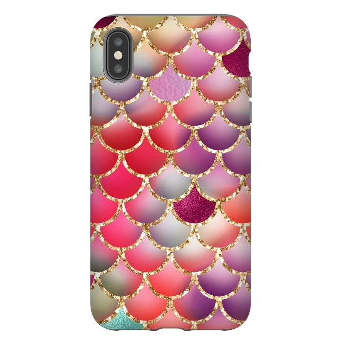 iPhone Xs Max StrongFit colorful mermaid glitter scales by haroulita