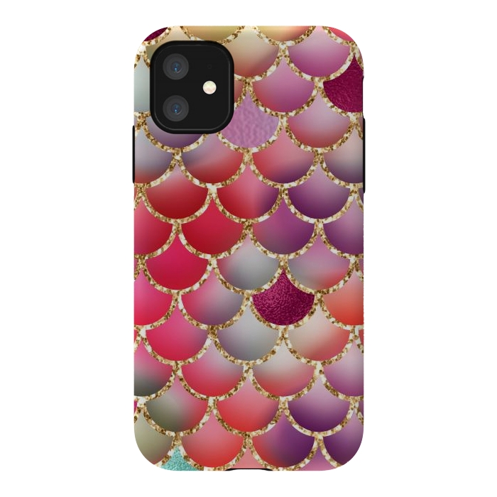 iPhone 11 StrongFit colorful mermaid glitter scales by haroulita