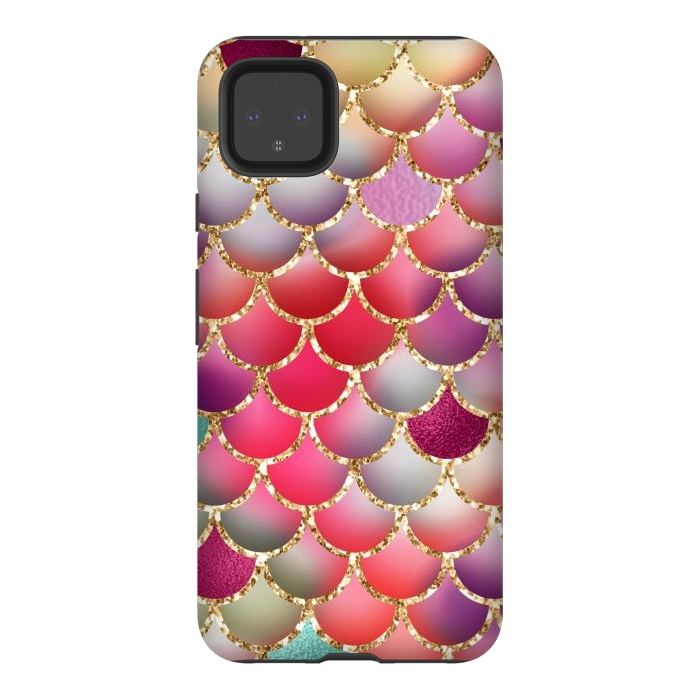 Pixel 4XL StrongFit colorful mermaid glitter scales by haroulita