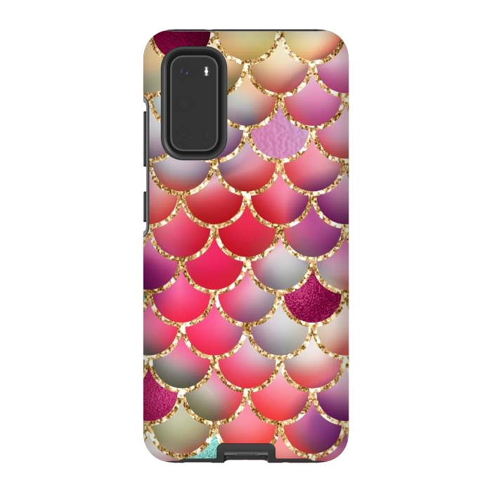 Galaxy S20 StrongFit colorful mermaid glitter scales by haroulita