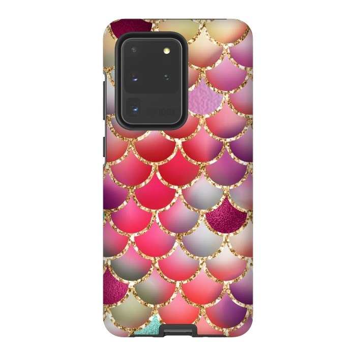 Galaxy S20 Ultra StrongFit colorful mermaid glitter scales by haroulita