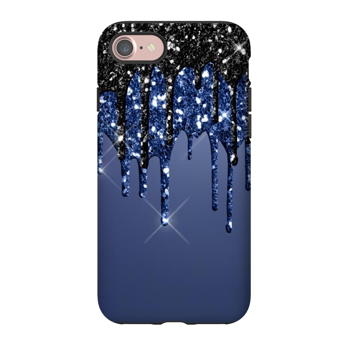 iPhone 7 StrongFit blue black glitter drops by haroulita