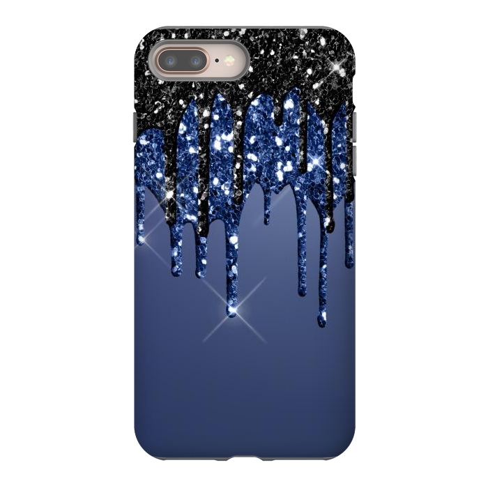 iPhone 7 plus StrongFit blue black glitter drops by haroulita