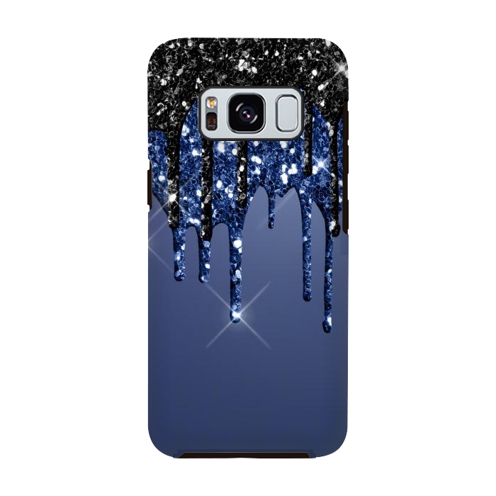 Galaxy S8 StrongFit blue black glitter drops by haroulita