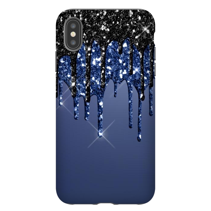iPhone Xs Max StrongFit blue black glitter drops by haroulita