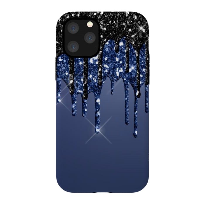 iPhone 11 Pro StrongFit blue black glitter drops by haroulita