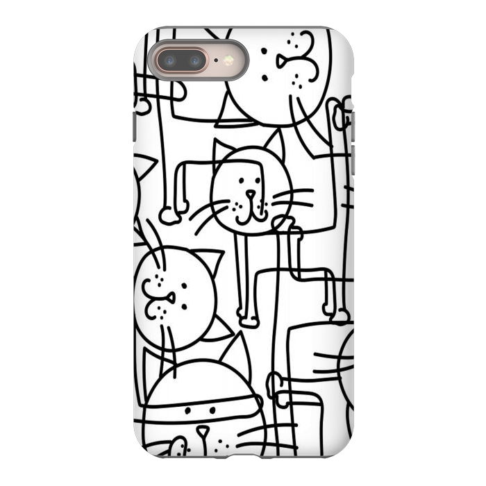 iPhone 7 plus StrongFit black white doodle cats by haroulita