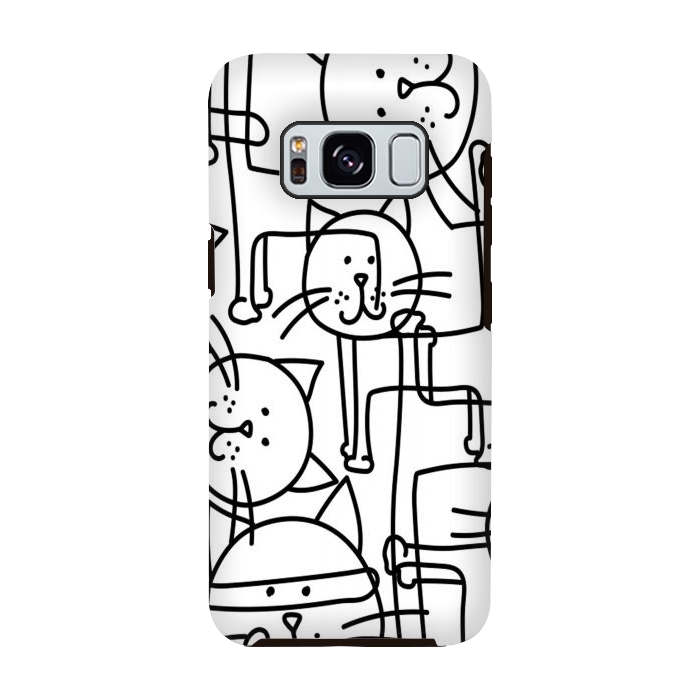 Galaxy S8 StrongFit black white doodle cats by haroulita
