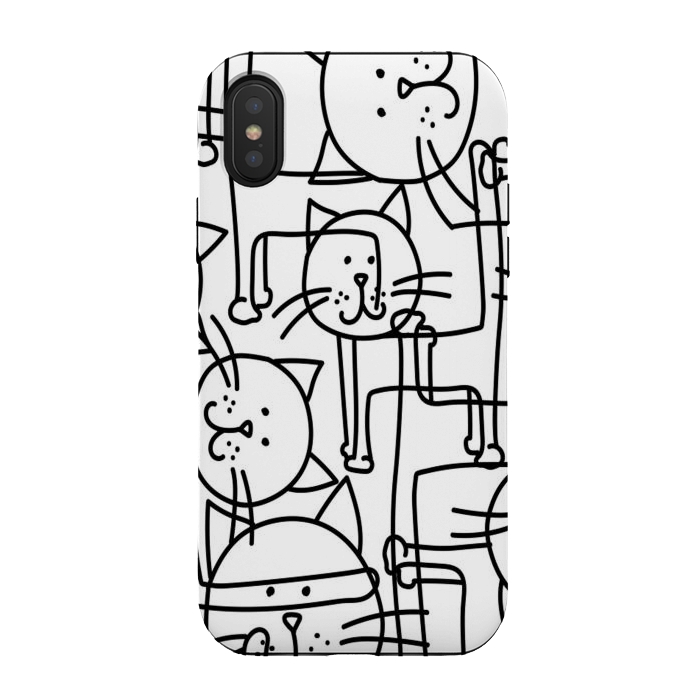 iPhone Xs / X StrongFit black white doodle cats by haroulita