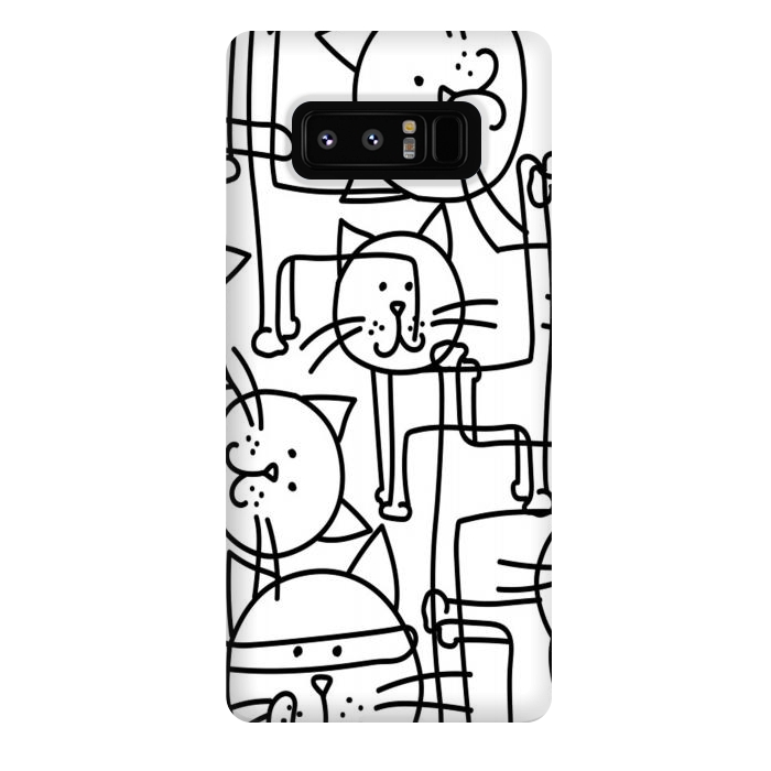 Galaxy Note 8 StrongFit black white doodle cats by haroulita
