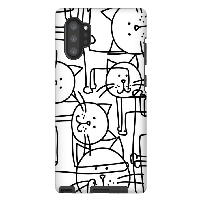 Galaxy Note 10 plus StrongFit black white doodle cats by haroulita