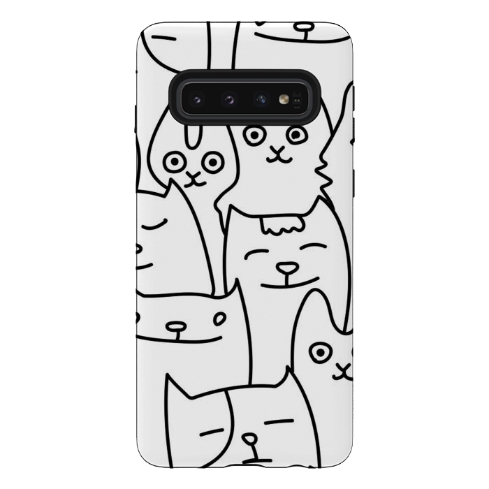 Galaxy S10 StrongFit black white funny cats by haroulita