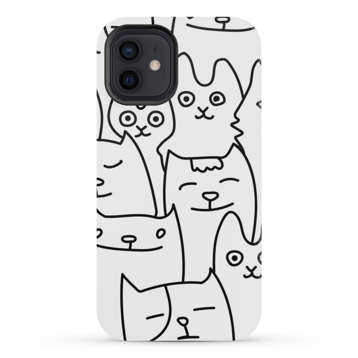 iPhone 12 mini StrongFit black white funny cats by haroulita