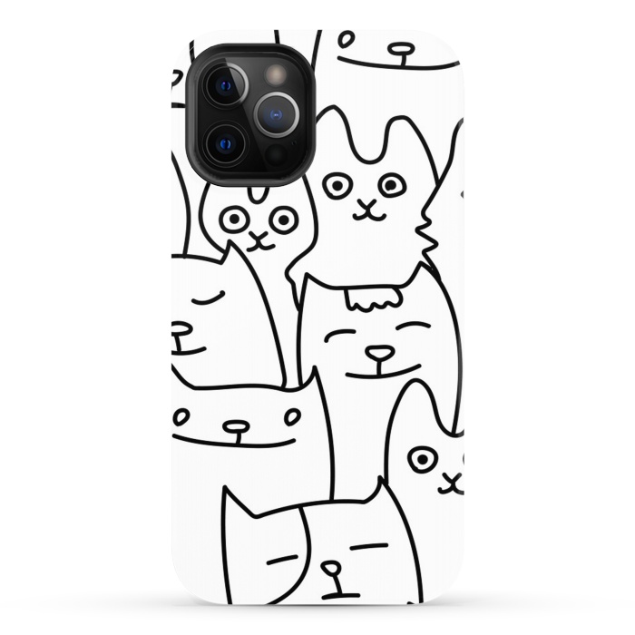 iPhone 12 Pro Max StrongFit black white funny cats by haroulita
