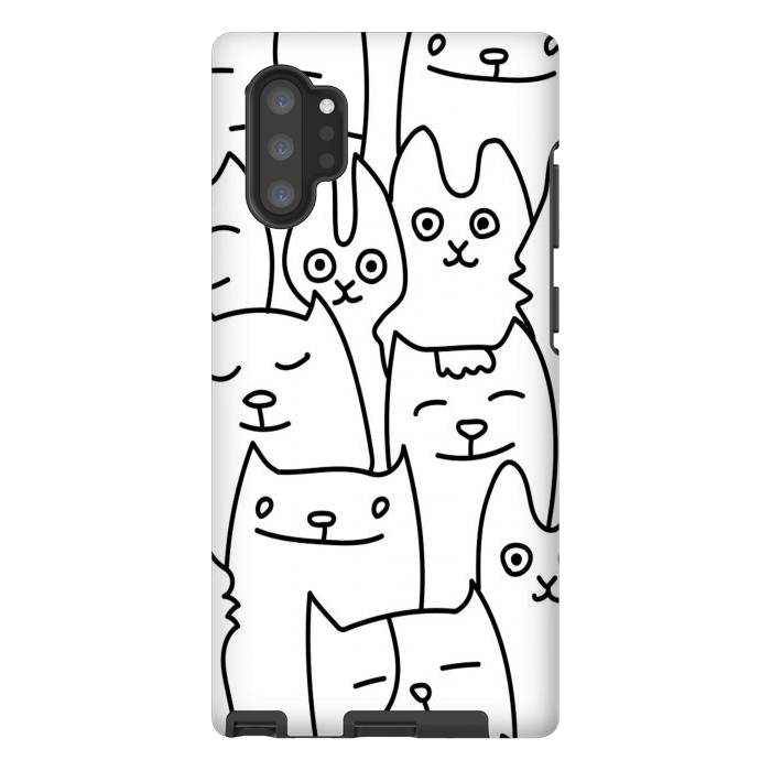 Galaxy Note 10 plus StrongFit black white funny cats by haroulita