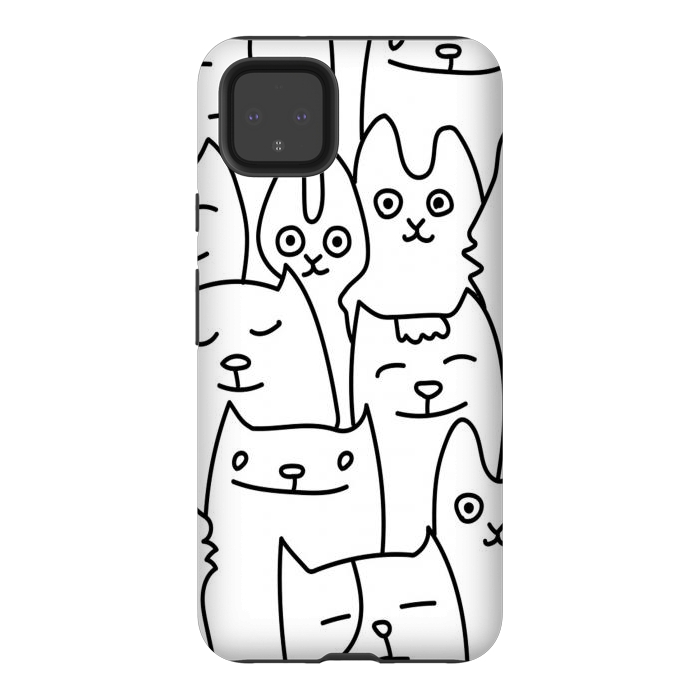 Pixel 4XL StrongFit black white funny cats by haroulita