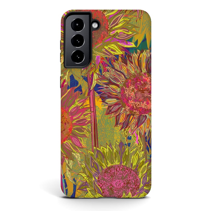Galaxy S21 plus StrongFit Sunflowers by Lotti Brown
