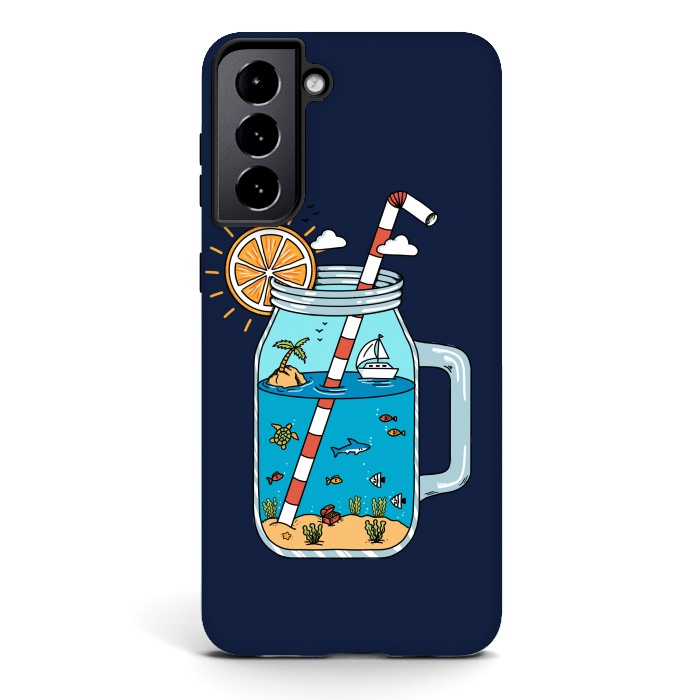 Galaxy S21 StrongFit Drink Landscape Blue by Coffee Man