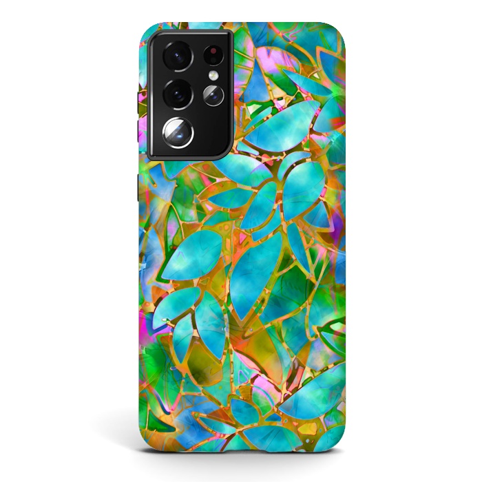 Galaxy S21 ultra StrongFit Floral Abstract Stained Glass G265  by Medusa GraphicArt