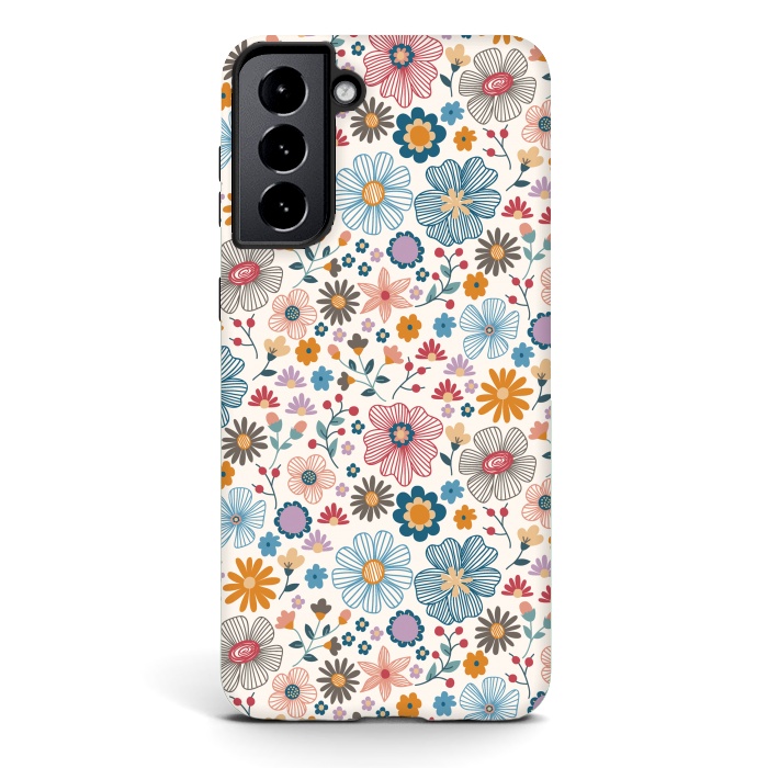 Galaxy S21 StrongFit Winter Wild Bloom  by TracyLucy Designs