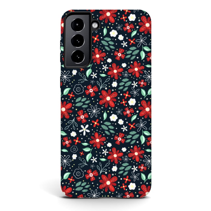 Galaxy S21 plus StrongFit Little Christmas Flowers by Noonday Design