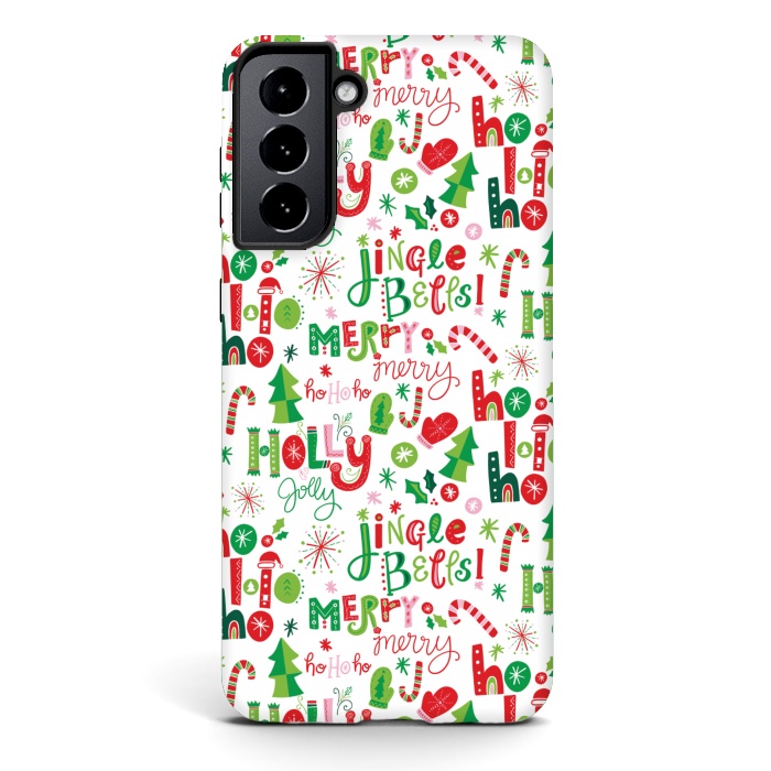 Galaxy S21 plus StrongFit Festive Christmas Lettering by Noonday Design
