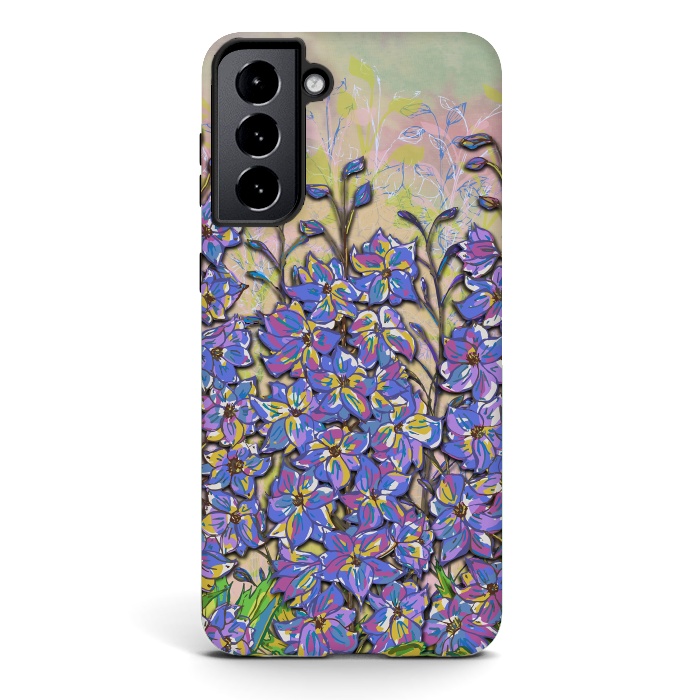 Galaxy S21 plus StrongFit Darling Delphiniums by Lotti Brown