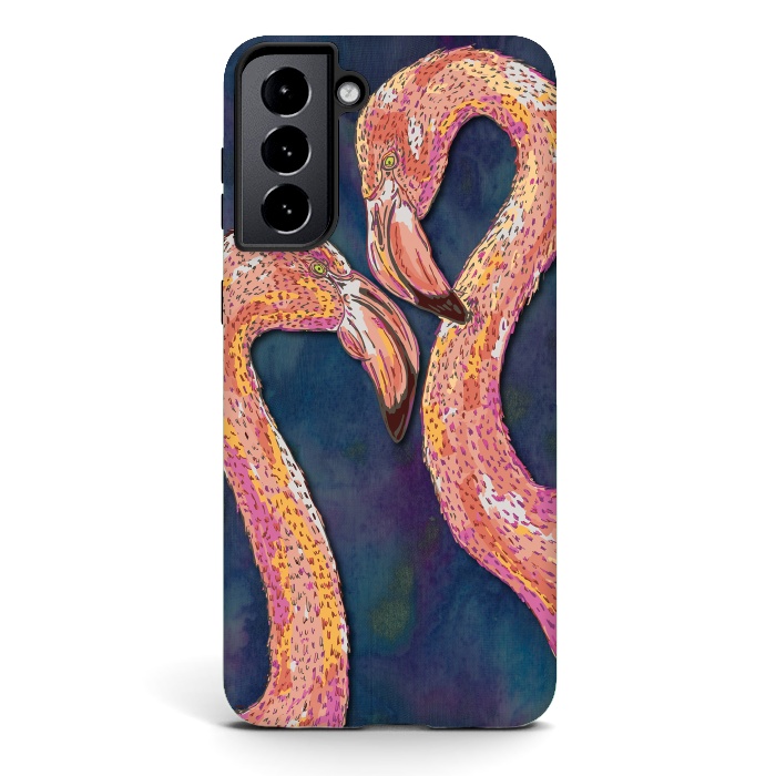 Galaxy S21 StrongFit Pink Flamingos by Lotti Brown