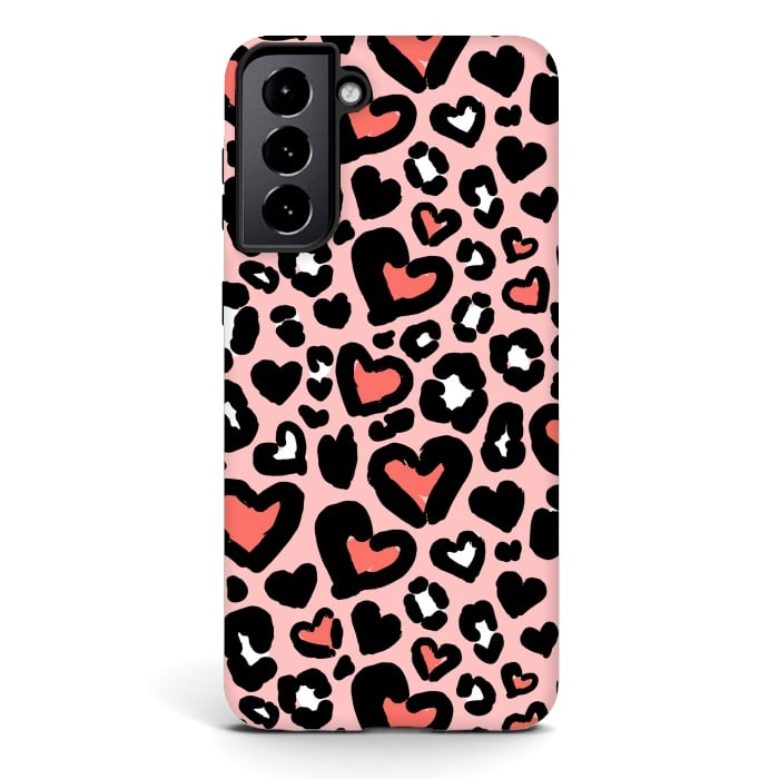 Galaxy S21 plus StrongFit Love leopard by Laura Grant