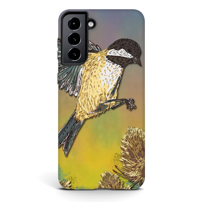 Galaxy S21 StrongFit Harvest Mouse and Teasels by Lotti Brown
