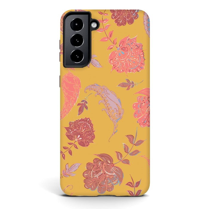 Galaxy S21 StrongFit Paradise Pattern - Yellow by Lotti Brown