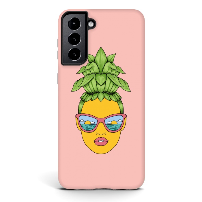 Galaxy S21 plus StrongFit Pineapple Girl Pink by Coffee Man