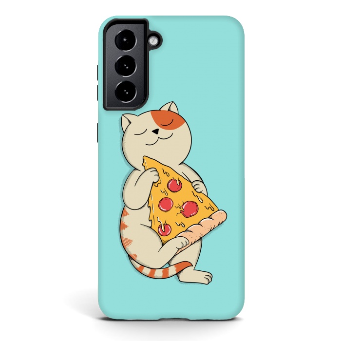 Galaxy S21 StrongFit Cat and Pizza by Coffee Man