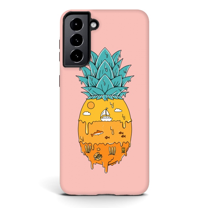 Galaxy S21 StrongFit Pineapple Landscape pink by Coffee Man