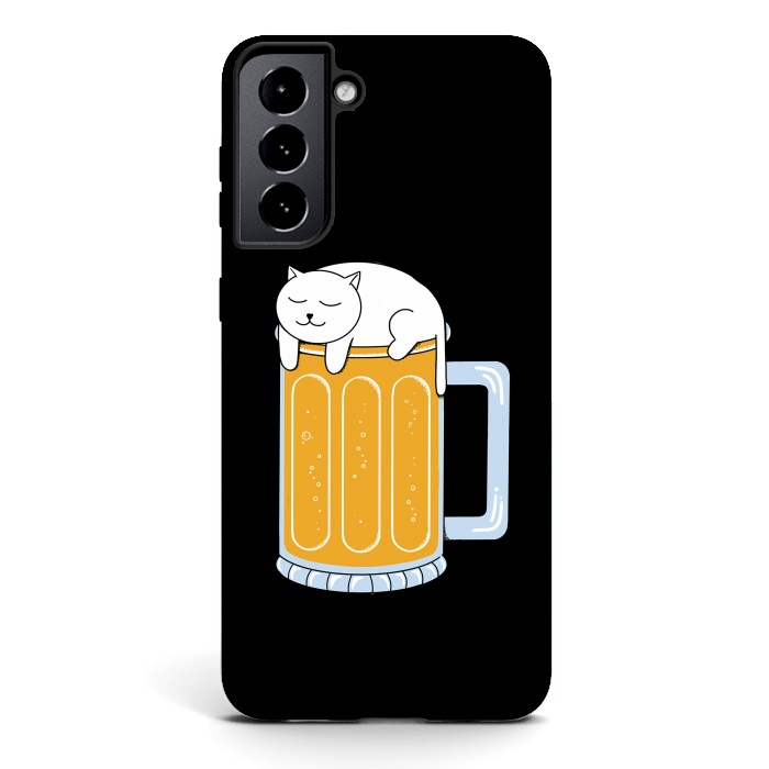 Galaxy S21 StrongFit Cat beer by Coffee Man