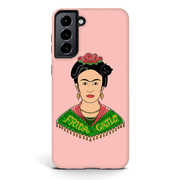 Galaxy S21 StrongFit Frida Catlo Pink by Coffee Man