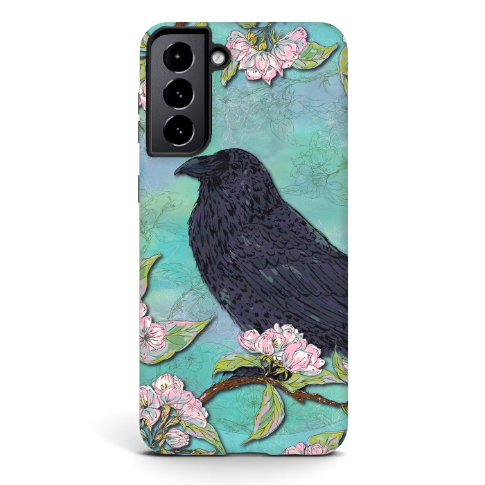 Galaxy S21 StrongFit Raven & Apple Blossom by Lotti Brown