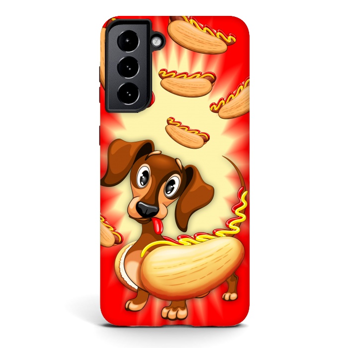 Galaxy S21 StrongFit Dachshund Hot Dog Cute and Funny Character by BluedarkArt
