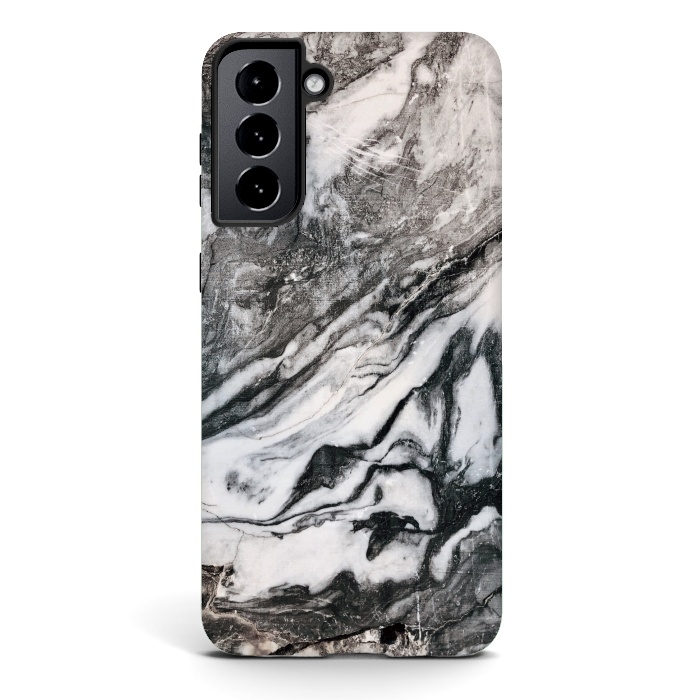 Galaxy S21 plus StrongFit White and black Marble by Winston