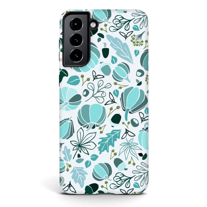 Galaxy S21 plus StrongFit Fall Fruits in Blue and Green by Paula Ohreen