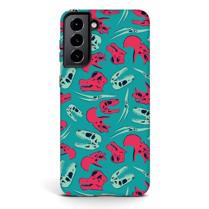 Galaxy S21 StrongFit Skull Roll - Teal by Melissa Lee